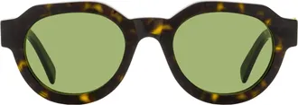 Retro Superfuture Vostro Rounded Geometric Sunglasses - Havana