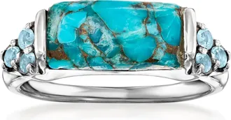 Ross-Simons Turquoise and Sky Blue Topaz Ring in Sterling Silver