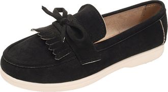 Generic o Shoes Womens Casual Womens Fall Flock Mid Heel Shoes Soft Sole Cute Bowknot Ballerina Comfortable Causal Shoes for Walking (Black, 6.5)