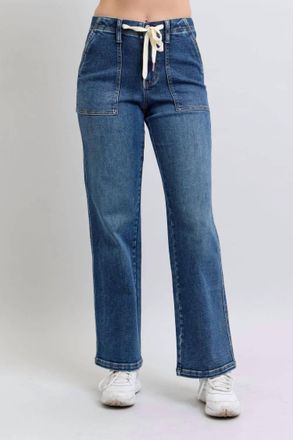Judy Blue Hi-Rise Drawstring Waist Jeans In Blue