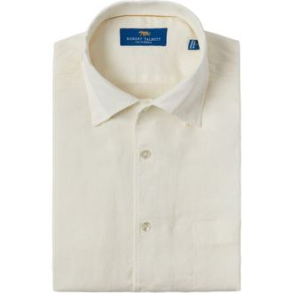 Robert Talbott Morgan Short Sleeve Linen Shirt in White at Nordstrom, Size X-Large