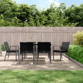 vidaXL Vidaxl - Sillas Jard&iacute;n Cojines 6 Uds Rat&aacute;n Sint&eacute;tico Negro 56,5x57x83 Cm