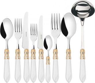 Bugatti Aladdin Ghiera Dorata, Posate Set 75 Pz, Scatola Legno Weng&egrave;, Casa Bugatti - Colore: Bianco