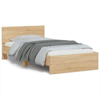 Berkfield Home Bed Frame without Mattress with Headboard Sonoma Oak 100x200 cm in Brown