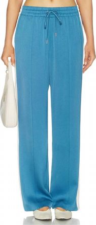SIMKHAI Nolan Satin Side Striped Pant In Washed Indigo