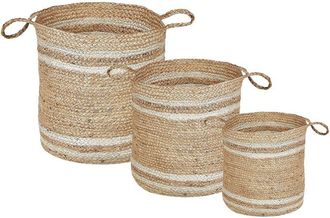 Beliani Conjunto De 3 Cestas De Yute Natural Beige Almacenaje Accesorio Decoraci&oacute;n Zhob