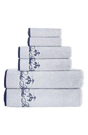Brooks Brothers Six-Piece Contrast Frame Cotton Towel Set in Silver at Nordstrom Rack, Size 6 Piece Set