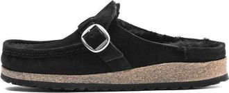 Birkenstock (WMNS) Birkenstock Buckley Shearling Suede Leather Narrow Fit Sandals Black 1018126