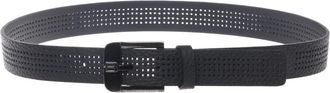 Baldinini Geperforeerde Riem van Getrommeld Leer - Heren - Riemen - Zwart - 120 CM - Leer - Accessoires