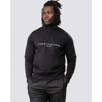 Tommy Hilfiger Logo Mockneck Mens Sweatshirt - Black Cotton - Size X-Large