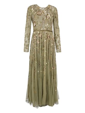 Mac Duggal floral-embellished gown - women - Polyester/Polyester - 10 - Green