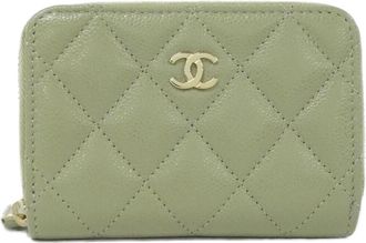 Chanel Green Grained Calfskin Coin Purse/Coin Case (Pre-Owned)