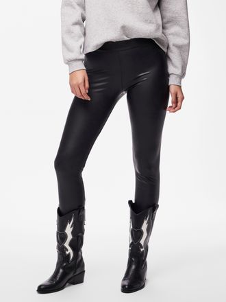 Pieces Leggings PIECES PCNEW SHINY FLEECE LEGGINGS NOOS, Damen, Gr. M, N-Gr, schwarz, Jersey, Obermaterial: 90% Polyester, 10% Elasthan, unifarben, normal, H