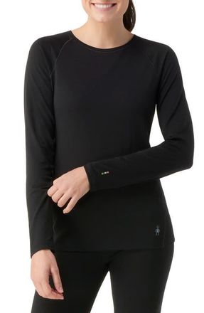 Smartwool Merino Wool Base Layer Crew Top in Black at Nordstrom, Size Medium