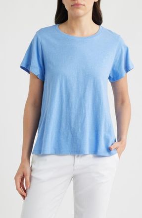 Eileen Fisher Crewneck Organic Cotton T-Shirt in Cornflower at Nordstrom, Size 2 X