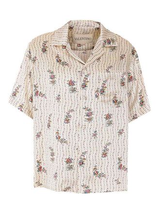 Valentino Garavani Papier Floral Print Bowling Shirt