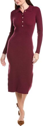 Elie Tahari Collar Half Button Down Rib Midi Dress