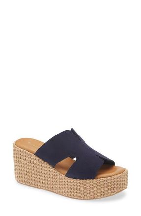 Chocolat Blu Jamie Platform Wedge Sandal in Navy Suede at Nordstrom, Size 7.5-8Us