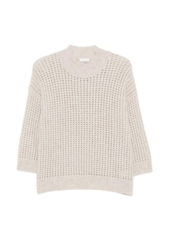 PESERICO Beige Knitted Crew Neck Sweater