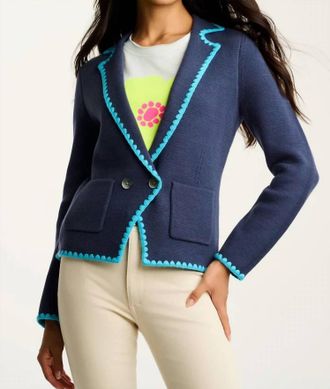 Lisa Todd Stitchy Mix Blazer In Beach Navy