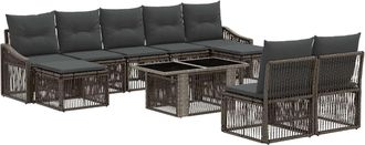 vidaXL Conjunto De Sof&aacute;s De Jard&iacute;n 10 Uds. Gris Y Gris Oscuro Vidaxl