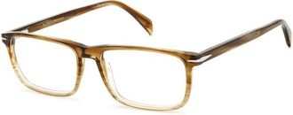 David Beckham Eyeglasses Rectangle Full Rim, Striped Brown Beige Frame And Clear Demo Lenses Lens Db101902Zr00