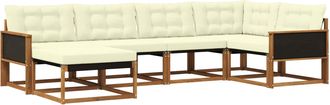 vidaXL Conjunto De Sof&aacute;s De Exterior 6 Uds. Natural Y Crema Vidaxl