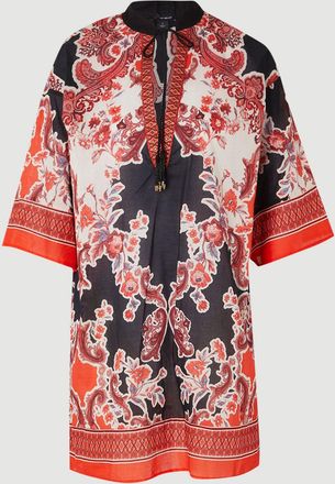 Karen Millen Womens Scarf Mirrored Print Cotton Voile Kimono Beach Mini Dress - Red - Size X-Small