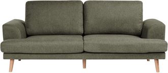 Beliani 3 Seater Sofa Green Fabric Soft Back Cushions Modern Decor Style KILDAL