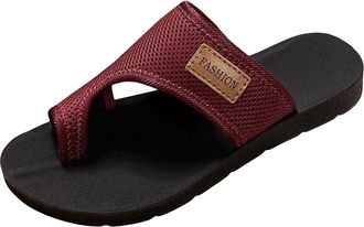 Generic Womens Casual Flat Sandals Toe Ring Open Toe Sandals Comfortable Sandal For Women Dressy With Arch Support Breathable Summer Slippers (Red, 4.5)