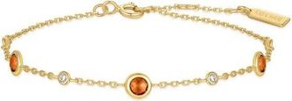 Ania Haie Lab Grown Nano & Cubic Zirconia Station Bracelet in Shiny Gold at Nordstrom