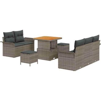 vidaXL Conjunto De Sof&aacute; De Jard&iacute;n 8 Pcs Gris Rat&aacute;n Sint&eacute;tico Vidaxl