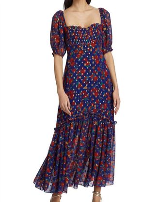 Rixo Womens Shireen Dress In Havana Floral Indigo