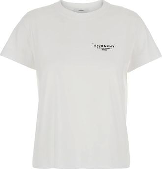 Givenchy Tops, Dames, Wit, M, Katoen, T-shirt met Stamp Print