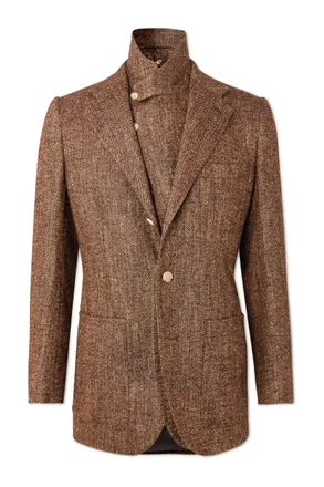 Umit Benan Layered Herringbone Tweed Suit Jacket