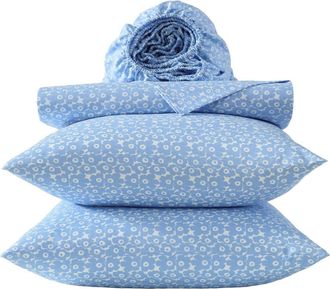 Marimekko Pikkuinen Unikko Cotton Sheet Set in Light/medium Blue at Nordstrom, Size Queen