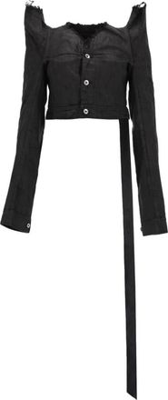 Rick Owens Black Solid V Neck Jacket