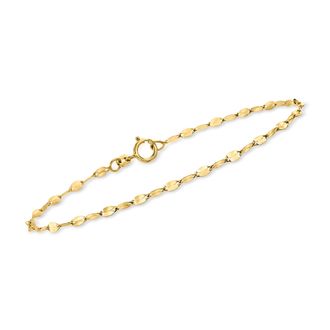 RS Pure by Ross-Simons Italian 2.25mm 14kt Yellow Gold Lumachina-Chain Bracelet