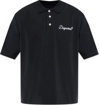Dsquared2 Polo Shirt met Geborduurd Logo - Heren - Polos - Zwart - M - Katoen - Tops