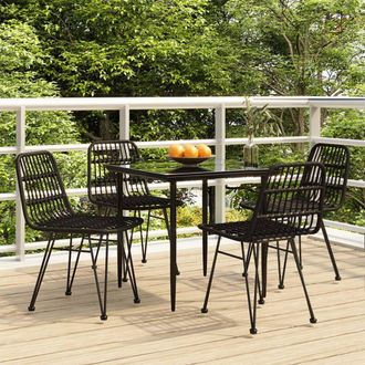 Berkfield Home 5 Piece Garden Dining Set Black Poly Rattan