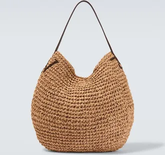J.W.Anderson Bulb XL suede-trimmed raffia bucket bag