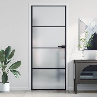 vidaXL Vidaxl - Puerta Interior Vidrio Egs Y Aluminio Negro 102,5x201,5 Cm