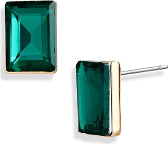 Cara Emerald Cut Stud Earrings in Gold/Green at Nordstrom Rack