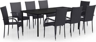 vidaXL Juego De Comedor Para Jard&iacute;n 9 Piezas Negro Vidaxl