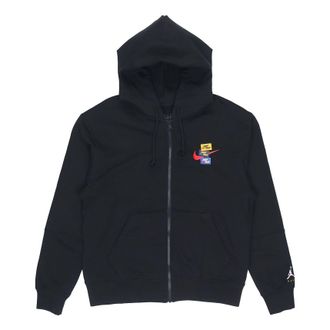 Nike Jordan Mens Air Jordan Woven Label Logo Sports Hooded Jacket Autumn Black DH7727-010