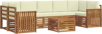 vidaXL Conjunto De Sof&aacute;s De Exterior 8 Uds. Natural Y Crema Vidaxl