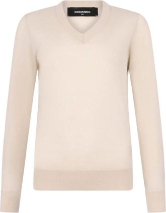 Dsquared2 Dsquared 2 Sweaters - Dames - V-hals truien - Beige - XS - Truien & Vesten