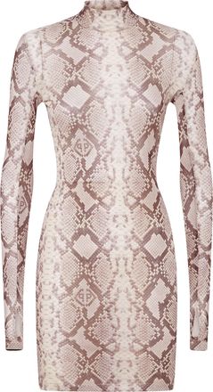 Philipp Plein Tulle Mini Dress Python Print