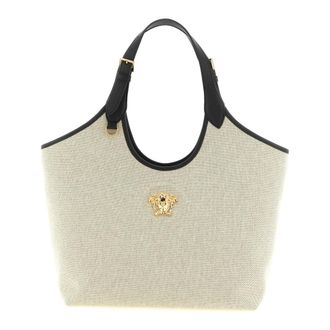 Versace Tote Bags, female, Beige, Size: ONE SIZE La Medusa Canvas Tote