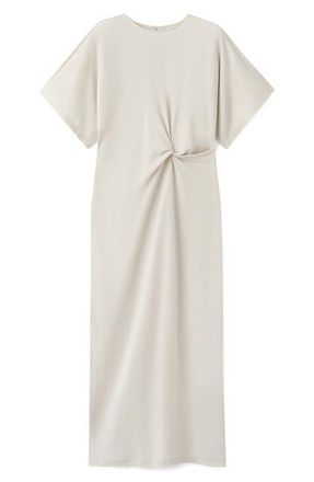 Mango Gathered Midi Dress in Ecru at Nordstrom, Size 12